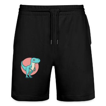 hugadino Velociraprot, Dino, süßer Dinosaurier - Stanley/Stella Unisex Bio Joggingshorts Trainer  - Schwarz - Vorne - Nik (191cm) & Marisol (170cm)