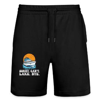 Désolé ne peut pas Lake Bye Pontooning La vie est meilleure à - Short de jogging bio TRAINER Stanley/Stella unisexe - noir - Devant - Nik (191cm) & Marisol (170cm)