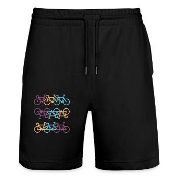 Fahrrad - Stanley/Stella Unisex Bio Joggingshorts Trainer  - Schwarz - Vorne - Nik (191cm) & Marisol (170cm)
