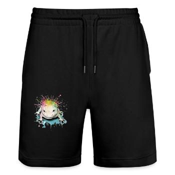 Kilko l'axolotl - Short de jogging bio TRAINER Stanley/Stella unisexe - noir - Devant - Nik (191cm) & Marisol (170cm)