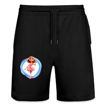 Ballet girl blue - Stanley/Stella Trainer Unisex Organic Jogging Shorts - black - Front - Nik (191cm) & Marisol (170cm)