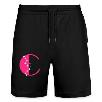 Buchstabe C Glitzer - Stanley/Stella Unisex Bio Joggingshorts Trainer  - Schwarz - Vorne - Nik (191cm) & Marisol (170cm)