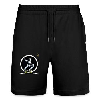 DAS SKATEBOARD DER ZUKUNFT - Stanley/Stella Unisex Bio Joggingshorts Trainer  - Schwarz - Vorne - Nik (191cm) & Marisol (170cm)