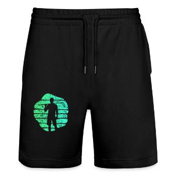 Floorball Unihockey Floorball player Bandy - Stanley/Stella Trainer Unisex Organic Jogging Shorts - black - Front - Nik (191cm) & Marisol (170cm)