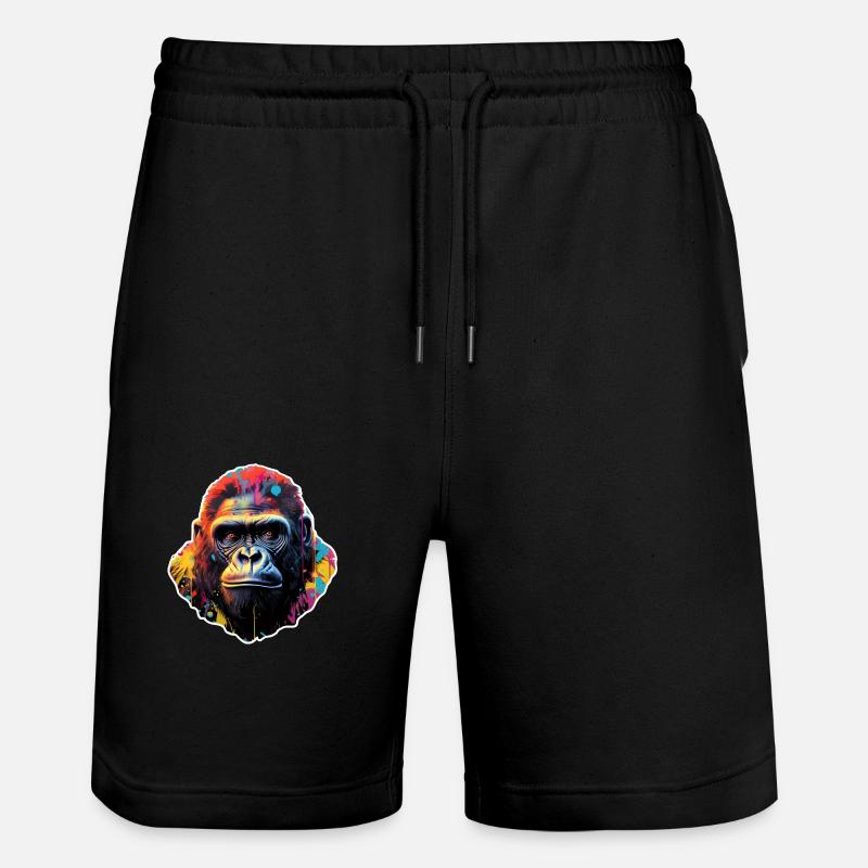 Gorillakopf psychedelisch - Stanley/Stella Unisex Bio Joggingshorts Trainer  - Schwarz