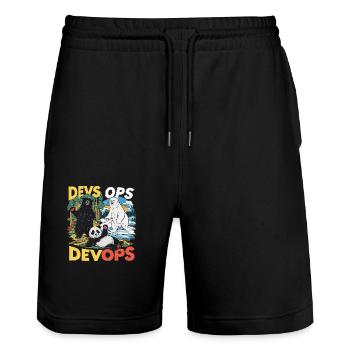 Devops - Stanley/Stella Unisex Bio Joggingshorts Trainer  - Schwarz - Vorne - Nik (191cm) & Marisol (170cm)