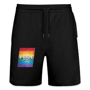 LGBTQ Pride Month - Stanley/Stella Trainer Unisex Organic Jogging Shorts - black - Front - Nik (191cm) & Marisol (170cm)