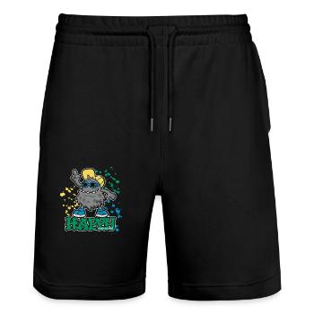 Happy Monster - Stanley/Stella Unisex Bio Joggingshorts Trainer  - Schwarz - Vorne - Nik (191cm) & Marisol (170cm)