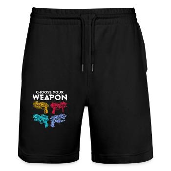 Choisissez votre arme pistolet à eau d’été - Short de jogging bio TRAINER Stanley/Stella unisexe - noir - Devant - Nik (191cm) & Marisol (170cm)