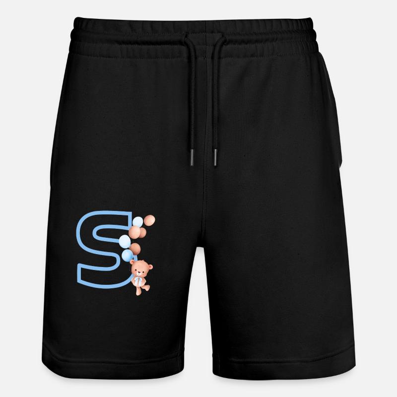 Blauer Buchstabe Bär - Stanley/Stella Unisex Bio Joggingshorts Trainer  - Schwarz