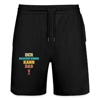 Geschenk für Baggerfahrer - Stanley/Stella Unisex Bio Joggingshorts Trainer  - Schwarz - Vorne - Nik (191cm) & Marisol (170cm)