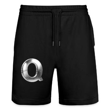 Chrome ,, Q " Metallic - Stanley/Stella Trainer Unisex Organic Jogging Shorts - black - Front - Nik (191cm) & Marisol (170cm)