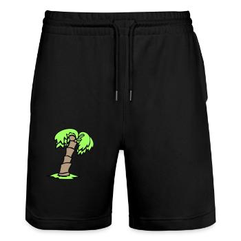 Palm Tree Island Tree Plage Vacances Noix de Mer Cool - Short de jogging bio TRAINER Stanley/Stella unisexe - noir - Devant - Nik (191cm) & Marisol (170cm)