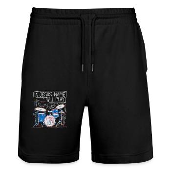 Rhythm for faith - Stanley/Stella Trainer Unisex Organic Jogging Shorts - black - Front - Nik (191cm) & Marisol (170cm)