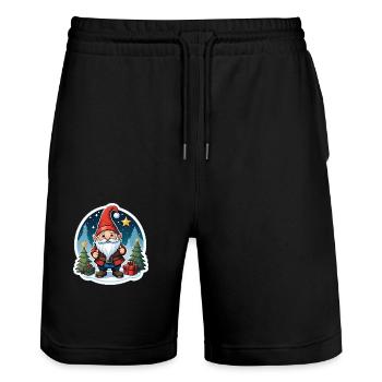 Christmas gnome - Stanley/Stella Trainer Unisex Organic Jogging Shorts - black - Front - Nik (191cm) & Marisol (170cm)