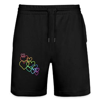 Colorful Hearts Valentine's Day - Stanley/Stella Trainer Unisex Organic Jogging Shorts - black - Front - Nik (191cm) & Marisol (170cm)