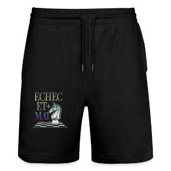 Echec et Mat - Short de jogging bio TRAINER Stanley/Stella unisexe - noir - Devant - Nik (191cm) & Marisol (170cm)