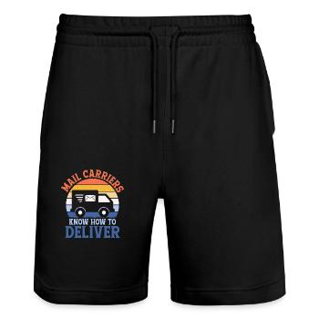 Mail Carriers Know How To Deliver Postal Worker Ma - Stanley/Stella Trainer Unisex Organic Jogging Shorts - black - Front - Nik (191cm) & Marisol (170cm)