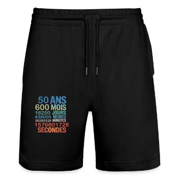 50 Ans – 600 Mois, 18250 Jours, 1.5 Billion - Stanley/Stella Trainer Unisex Organic Jogging Shorts - black - Front - Nik (191cm) & Marisol (170cm)