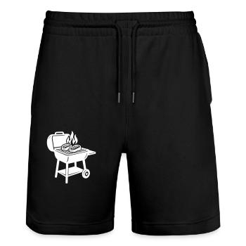 Cricket Symbol Flame - Stanley/Stella Trainer Unisex Organic Jogging Shorts - black - Front - Nik (191cm) & Marisol (170cm)