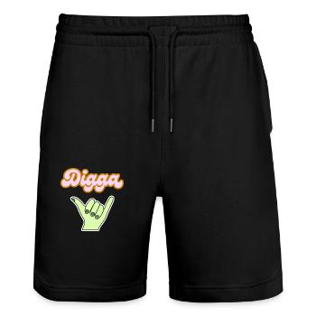 Digga Swag Handzeichen Dikka cool - Stanley/Stella Unisex Bio Joggingshorts Trainer  - Schwarz - Vorne - Nik (191cm) & Marisol (170cm)