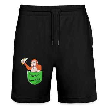 Orang Utan - Stanley/Stella Unisex Bio Joggingshorts Trainer  - Schwarz - Vorne - Nik (191cm) & Marisol (170cm)