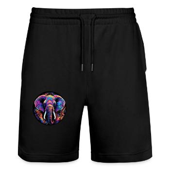Éléphant Néon Cadeau Faune Éventails Ivoire - Short de jogging bio TRAINER Stanley/Stella unisexe - noir - Devant - Nik (191cm) & Marisol (170cm)