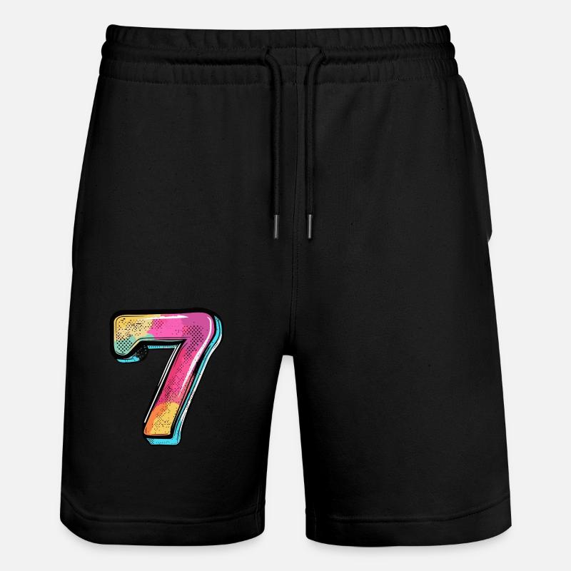 7 Zahl Comic - Stanley/Stella Unisex Bio Joggingshorts Trainer  - Schwarz