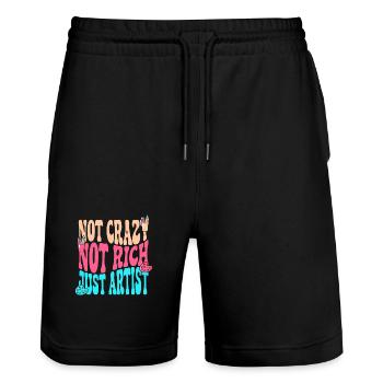 Artist Painter Graphic Not Crazy Rich Just Artist - Stanley/Stella Trainer Unisex Organic Jogging Shorts - black - Front - Nik (191cm) & Marisol (170cm)