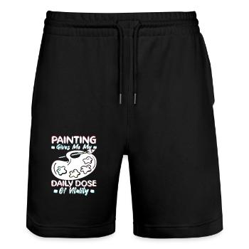 Funny Art Painter Painting My Daily Dose Drawing - Stanley/Stella Trainer Unisex Organic Jogging Shorts - black - Front - Nik (191cm) & Marisol (170cm)