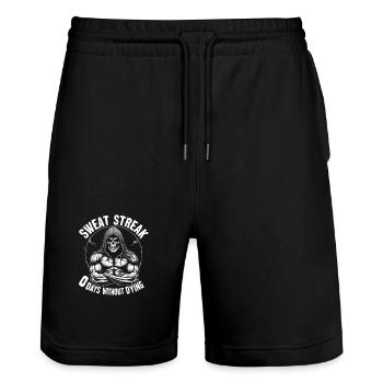 0 Days Without Dying Powerlifting Dead Gym - Stanley/Stella Trainer Unisex Organic Jogging Shorts - black - Front - Nik (191cm) & Marisol (170cm)