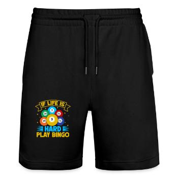 Bingo Game Life Is Hard Play Bingo - Stanley/Stella Trainer Unisex Organic Jogging Shorts - black - Front - Nik (191cm) & Marisol (170cm)