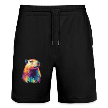Capybara - Stanley/Stella Unisex Bio Joggingshorts Trainer  - Schwarz - Vorne - Nik (191cm) & Marisol (170cm)