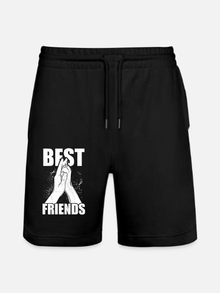 Hand + Dog Paw - Best Friends - Dog Fan - Stanley/Stella Trainer Unisex Organic Jogging Shorts - black