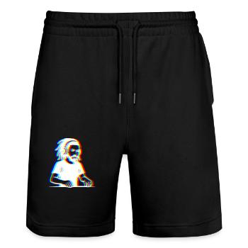 EDM - DJ - Glitch Rave Style - Stanley/Stella Trainer Unisex Organic Jogging Shorts - black - Front - Nik (191cm) & Marisol (170cm)