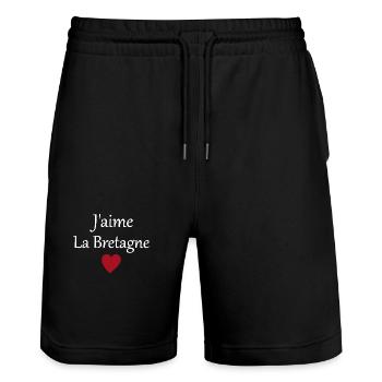 J'aime la Bretagne - Short de jogging bio TRAINER Stanley/Stella unisexe - noir - Devant - Nik (191cm) & Marisol (170cm)