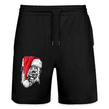 Santa Irish Wolfhound Weihnachten Hunde Wilsigns - Stanley/Stella Unisex Bio Joggingshorts Trainer  - Schwarz - Vorne - Nik (191cm) & Marisol (170cm)