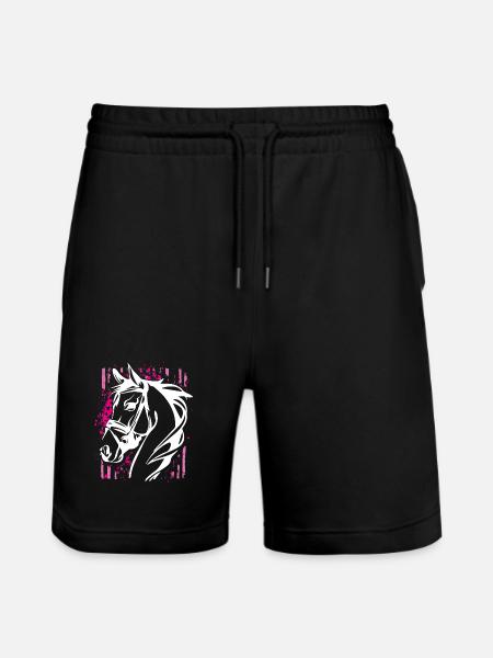 Graffiti-Stil Pferd mit Pinkem Farbsplash - Stanley/Stella Unisex Bio Joggingshorts Trainer  - Schwarz