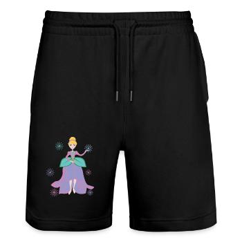 Prinzessinnen-Fantasie mit Blumenherz - Stanley/Stella Unisex Bio Joggingshorts Trainer  - Schwarz - Vorne - Nik (191cm) & Marisol (170cm)