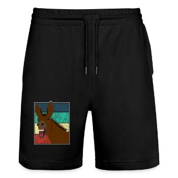 Mule Mule Donkey Horse Vintage Gift - Stanley/Stella Trainer Unisex Organic Jogging Shorts - black - Front - Nik (191cm) & Marisol (170cm)