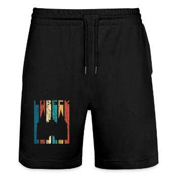 Lübeck Holstentor Retro Vintage Luebeck Geschenk - Stanley/Stella Unisex Bio Joggingshorts Trainer  - Schwarz - Vorne - Nik (191cm) & Marisol (170cm)