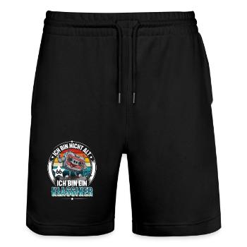 66. Geburtstag Kassette Retro Vintage - Stanley/Stella Unisex Bio Joggingshorts Trainer  - Schwarz - Vorne - Nik (191cm) & Marisol (170cm)