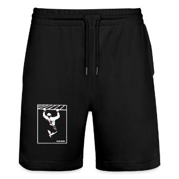 Calisthenics Pull-Up Glitch Design - Stanley/Stella Trainer Unisex Organic Jogging Shorts - black - Front - Nik (191cm) & Marisol (170cm)