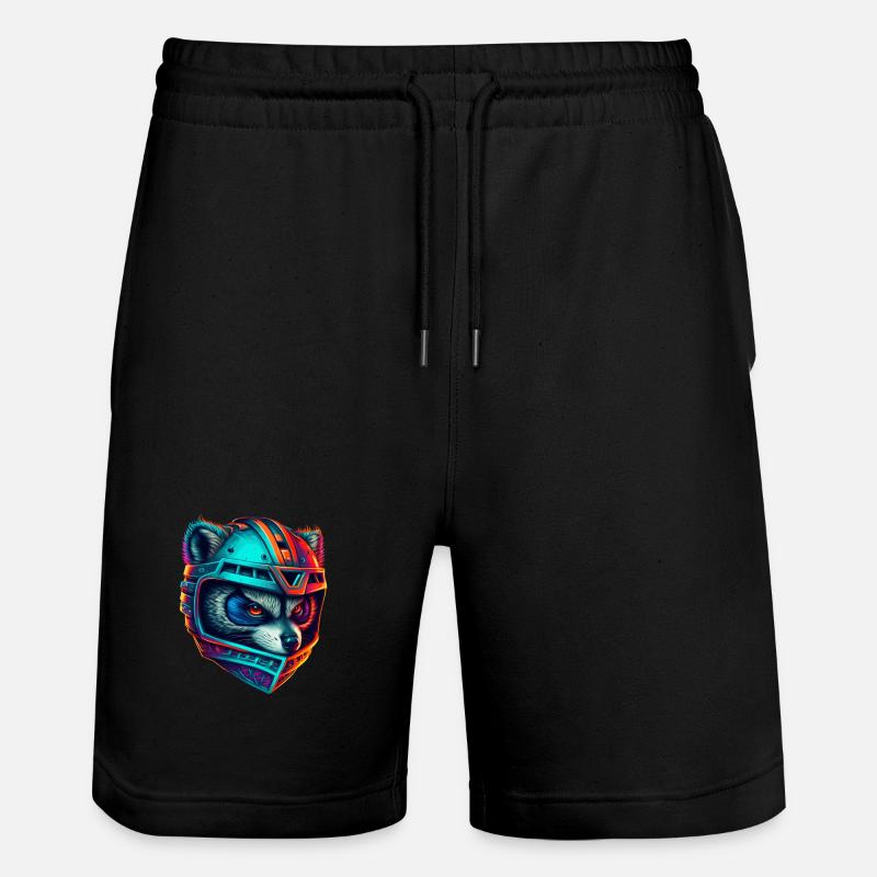 Panda cyborg casque néon - Short de jogging bio TRAINER Stanley/Stella unisexe - noir