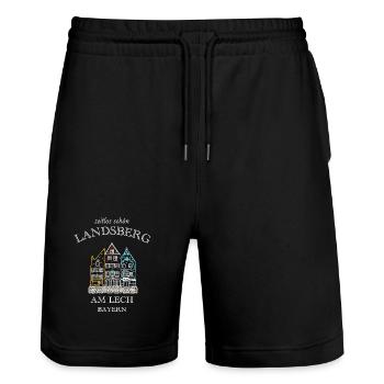 Landsberg am Lech, bunte Häuserzeile, Bayern - Stanley/Stella Unisex Bio Joggingshorts Trainer  - Schwarz - Vorne - Nik (191cm) & Marisol (170cm)
