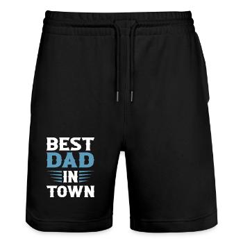 Best Dad in Town - Stanley/Stella Trainer Unisex Organic Jogging Shorts - black - Front - Nik (191cm) & Marisol (170cm)