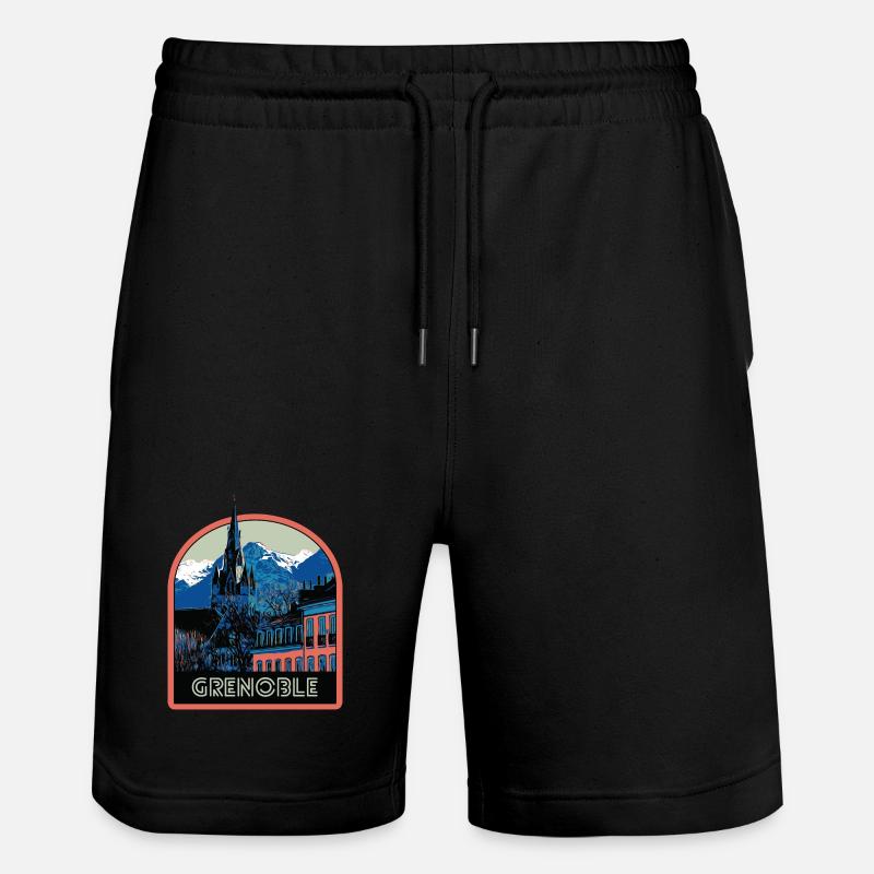 Illustration vue emblématique de Grenoble - Short de jogging bio TRAINER Stanley/Stella unisexe - noir