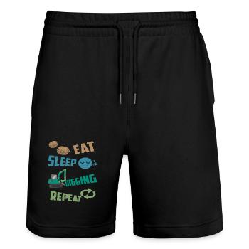 Baggerfahrer - Stanley/Stella Unisex Bio Joggingshorts Trainer  - Schwarz - Vorne - Nik (191cm) & Marisol (170cm)