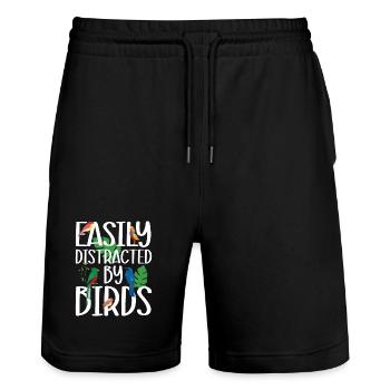 Facilement distrait par les oiseaux - Short de jogging bio TRAINER Stanley/Stella unisexe - noir - Devant - Nik (191cm) & Marisol (170cm)