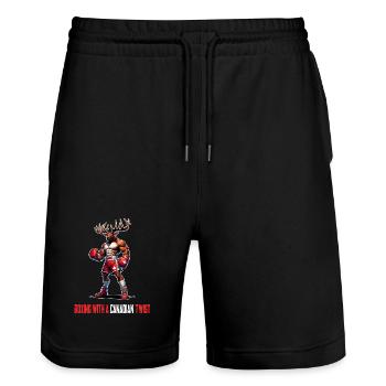 Design de boîte à wapitis du Canada - Short de jogging bio TRAINER Stanley/Stella unisexe - noir - Devant - Nik (191cm) & Marisol (170cm)